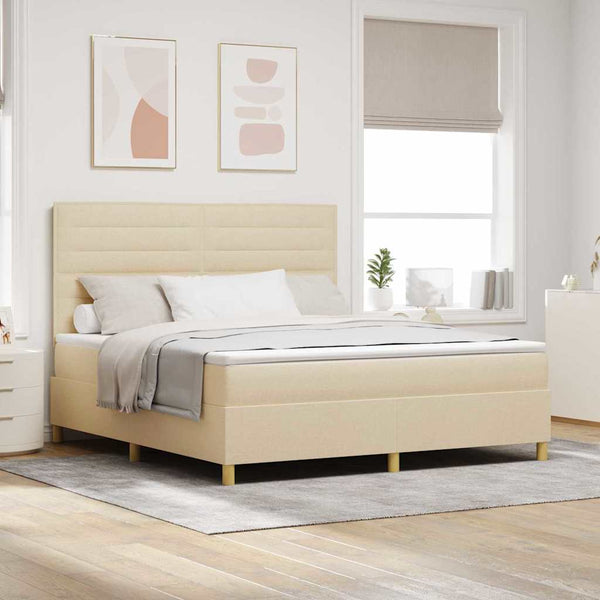 LED Boxspringbett Creme mit Matratze 180x200 cm