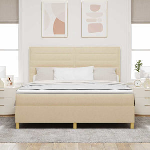 LED Boxspringbett Creme mit Matratze 180x200 cm