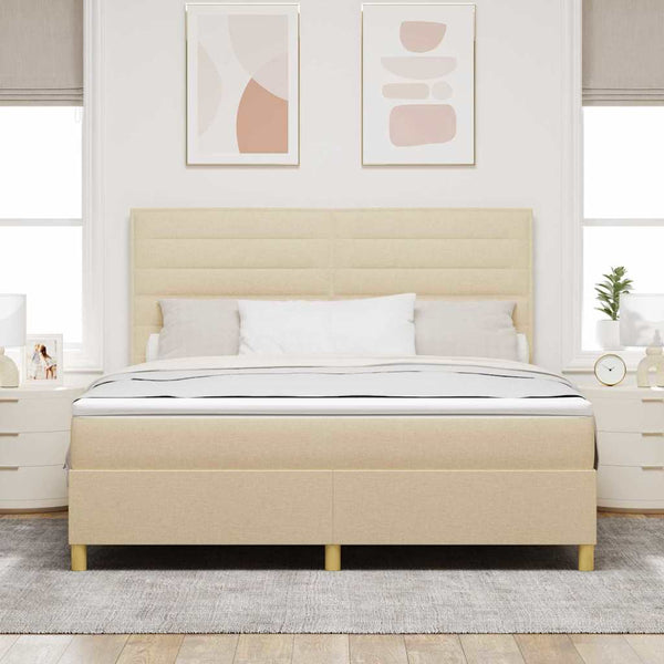 LED Boxspringbett Creme mit Matratze 180x200 cm