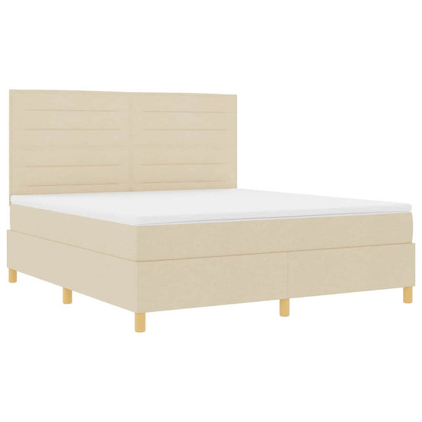 LED Boxspringbett Creme mit Matratze 180x200 cm