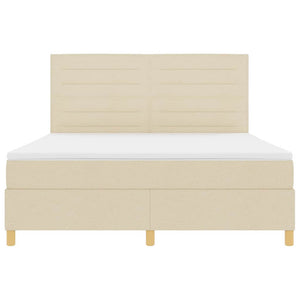 LED Boxspringbett Creme mit Matratze 180x200 cm