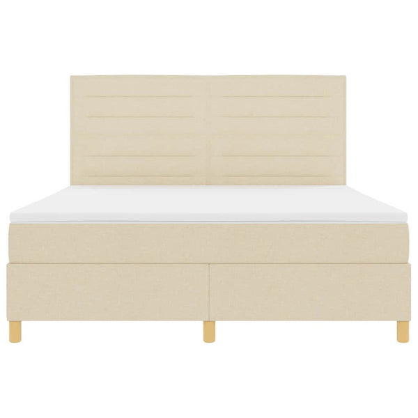 LED Boxspringbett Creme mit Matratze 180x200 cm