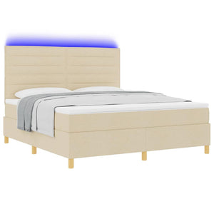 LED Boxspringbett Creme mit Matratze 180x200 cm
