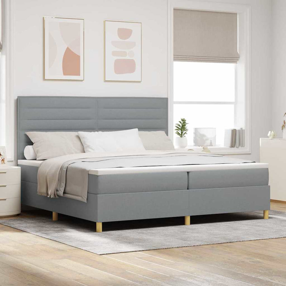 LED Boxspringbett mit Matratze 200x200 cm Hellgrau