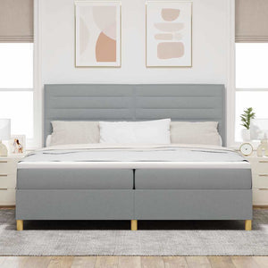 vidaXL Lit tapissier LED avec matelas Gris clair 200 x 200 cm Tissu