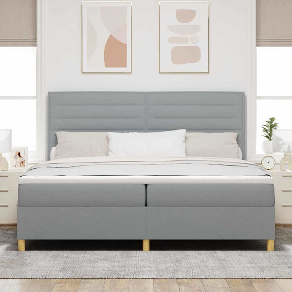 vidaXL Lit tapissier LED avec matelas Gris clair 200 x 200 cm Tissu