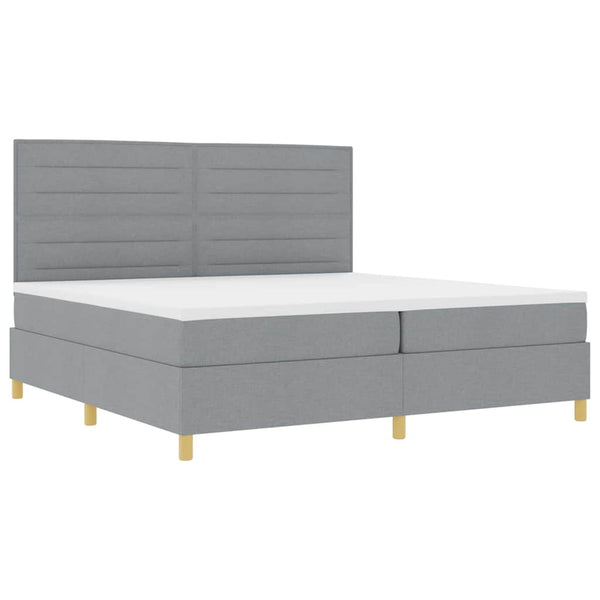 vidaXL Lit tapissier LED avec matelas Gris clair 200 x 200 cm Tissu