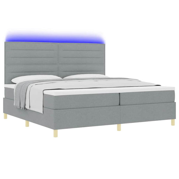 vidaXL Lit tapissier LED avec matelas Gris clair 200 x 200 cm Tissu