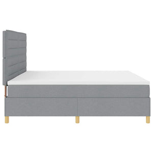 vidaXL Lit tapissier LED avec matelas Gris clair 200 x 200 cm Tissu