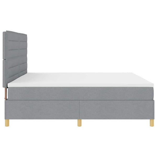 vidaXL Lit tapissier LED avec matelas Gris clair 200 x 200 cm Tissu