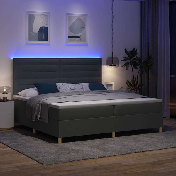 LED Boxspringbett mit Matratze 200x200 cm Dunkelgrau