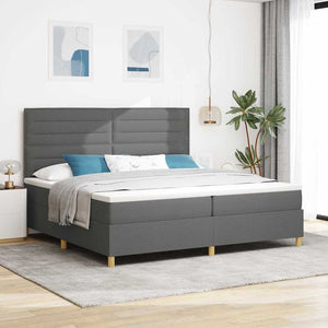 LED Boxspringbett mit Matratze 200x200 cm Dunkelgrau