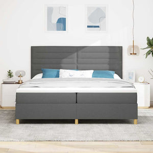 LED Boxspringbett mit Matratze 200x200 cm Dunkelgrau