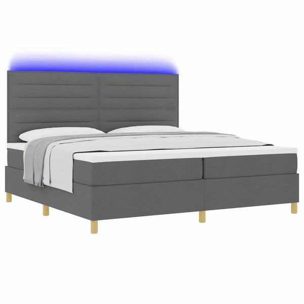 LED Boxspringbett mit Matratze 200x200 cm Dunkelgrau