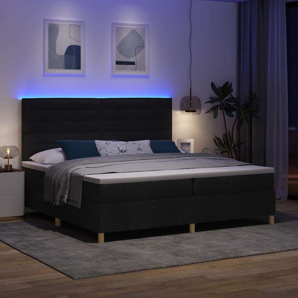 LED Boxspringbett mit Matratze 200x200 cm Schwarz