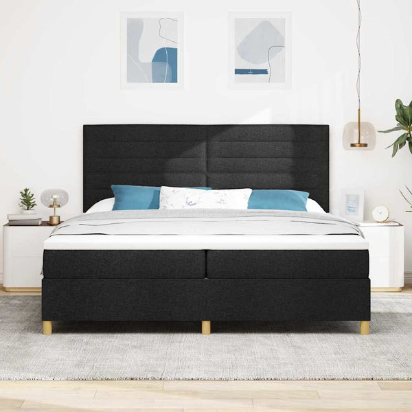 LED Boxspringbett mit Matratze 200x200 cm Schwarz