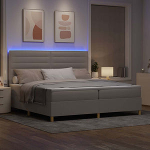 vidaXL Lit capitonné à LED avec matelas et sommier tapissier taupe en tissu 200 x 200 cm