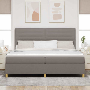 vidaXL Lit capitonné à LED avec matelas et sommier tapissier taupe en tissu 200 x 200 cm