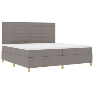 vidaXL Lit capitonné à LED avec matelas et sommier tapissier taupe en tissu 200 x 200 cm