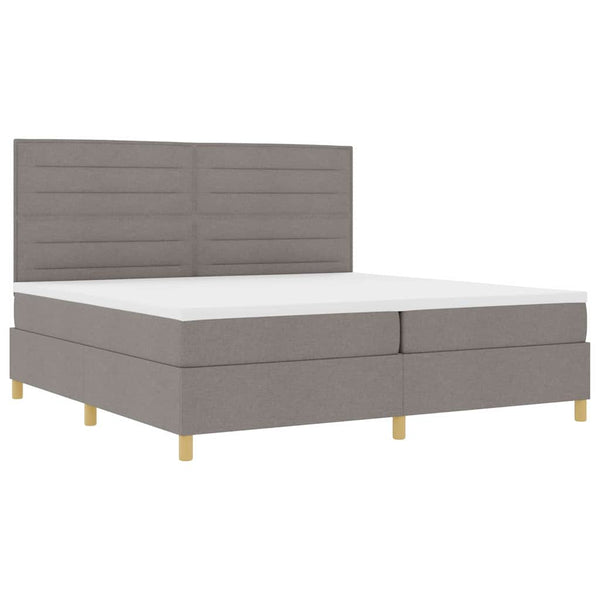 vidaXL Lit capitonné à LED avec matelas et sommier tapissier taupe en tissu 200 x 200 cm