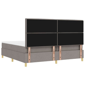 vidaXL Lit capitonné à LED avec matelas et sommier tapissier taupe en tissu 200 x 200 cm