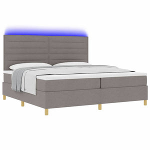 vidaXL Lit capitonné à LED avec matelas et sommier tapissier taupe en tissu 200 x 200 cm