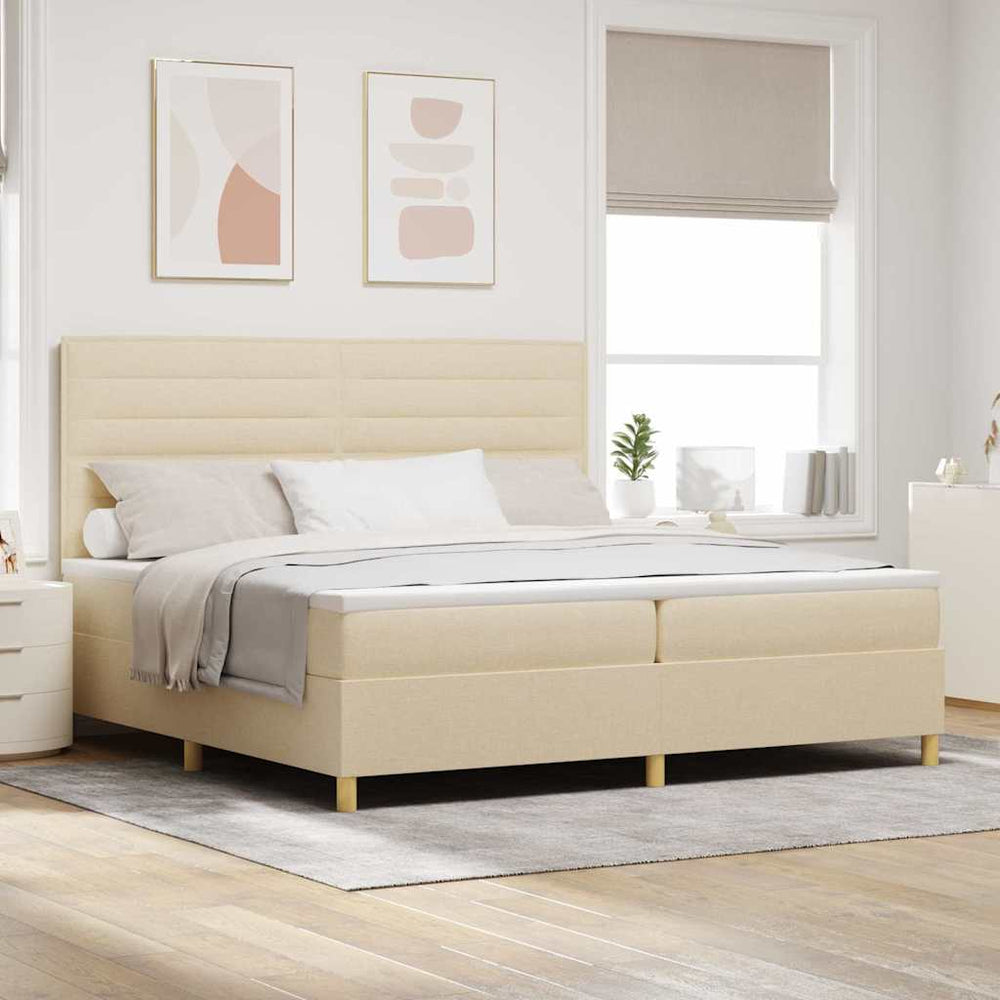 LED Boxspringbett Creme 200x200 cm
