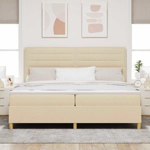 vidaXL Lit coffre à LED avec matelas crème 200 x 200 cm Tissu