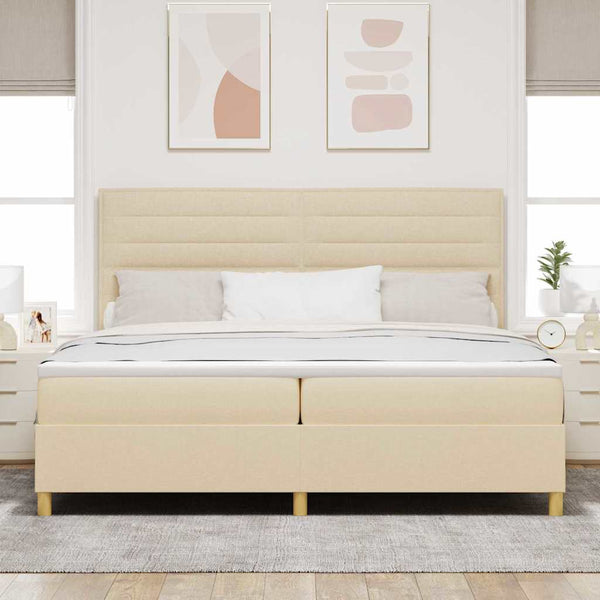 vidaXL Lit coffre à LED avec matelas crème 200 x 200 cm Tissu