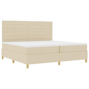 vidaXL Lit coffre à LED avec matelas crème 200 x 200 cm Tissu