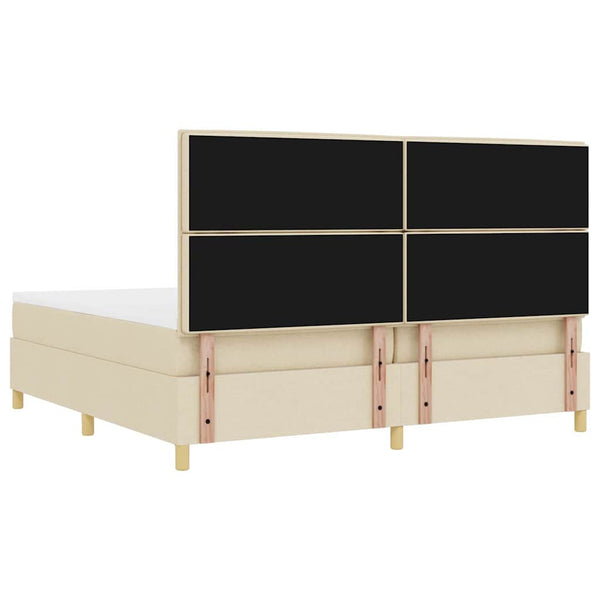 vidaXL Lit coffre à LED avec matelas crème 200 x 200 cm Tissu