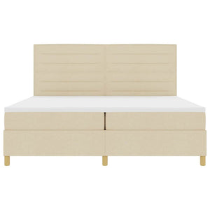 vidaXL Lit coffre à LED avec matelas crème 200 x 200 cm Tissu