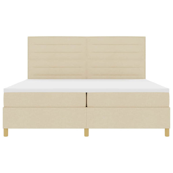 vidaXL Lit coffre à LED avec matelas crème 200 x 200 cm Tissu