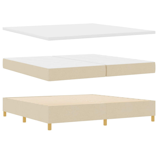vidaXL Lit coffre à LED avec matelas crème 200 x 200 cm Tissu
