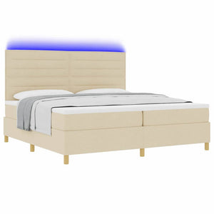 vidaXL Lit coffre à LED avec matelas crème 200 x 200 cm Tissu