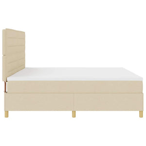 vidaXL Lit coffre à LED avec matelas crème 200 x 200 cm Tissu