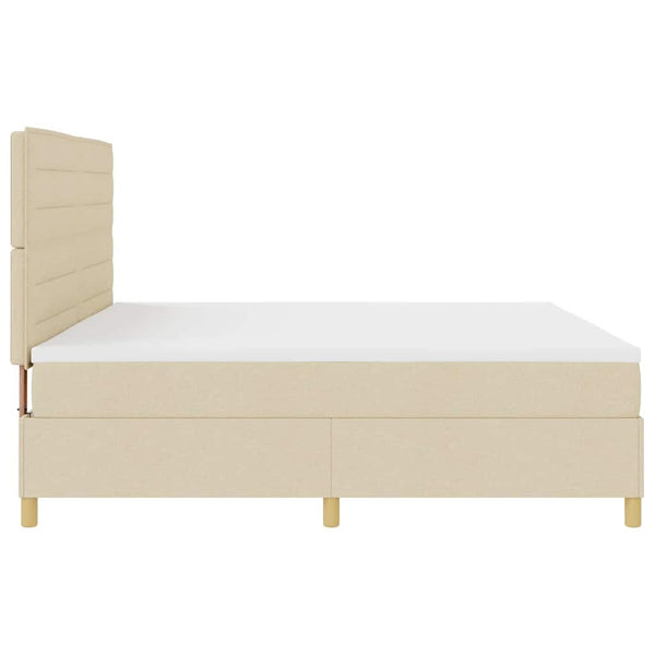 vidaXL Lit coffre à LED avec matelas crème 200 x 200 cm Tissu