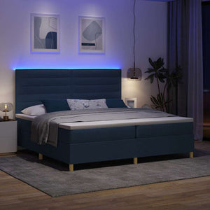 LED Boxspringbett mit Matratze 200x200 cm Blau