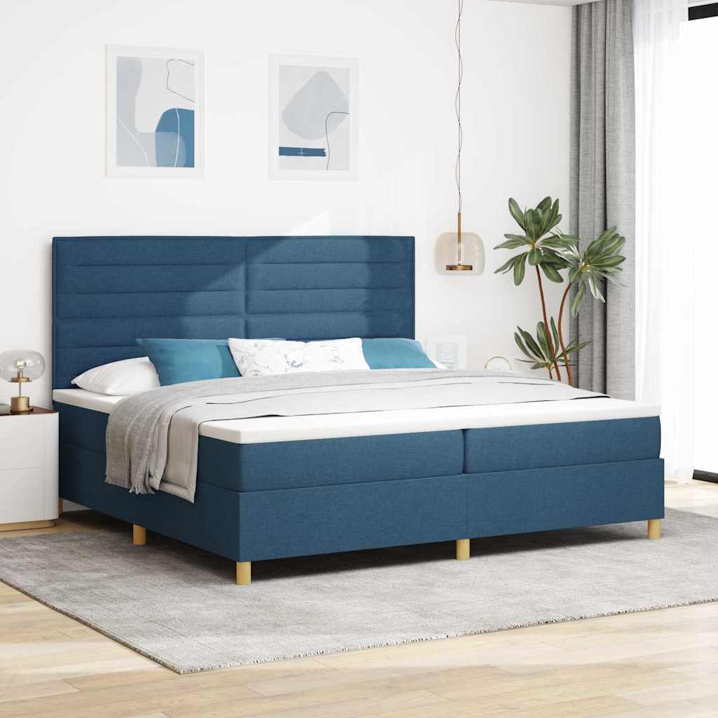 LED Boxspringbett mit Matratze 200x200 cm Blau
