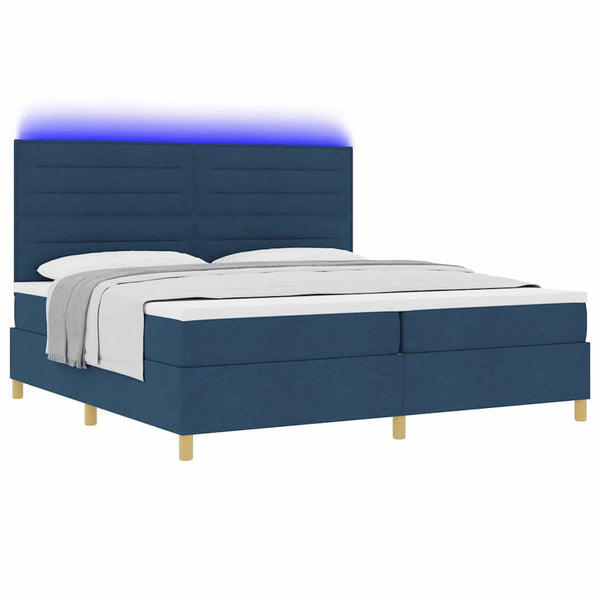 LED Boxspringbett mit Matratze 200x200 cm Blau