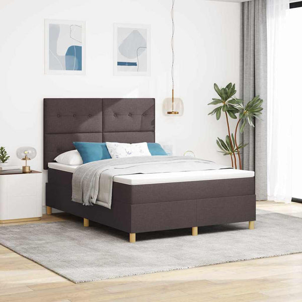 vidaXL Lit coffre à LED avec matelas marron foncé 160 x 200 cm Tissu