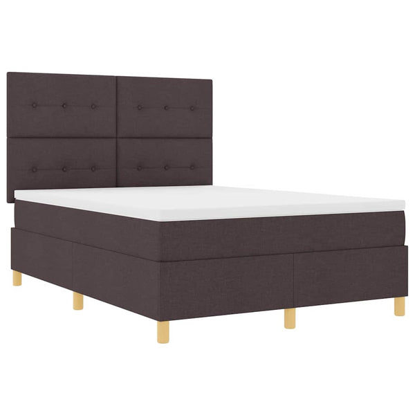 vidaXL Lit coffre à LED avec matelas marron foncé 160 x 200 cm Tissu