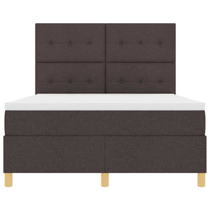 vidaXL Lit coffre à LED avec matelas marron foncé 160 x 200 cm Tissu