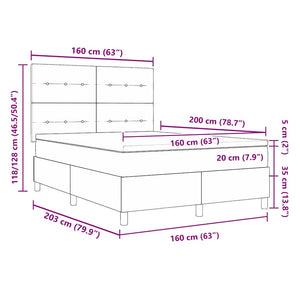 vidaXL Lit coffre à LED avec matelas marron foncé 160 x 200 cm Tissu