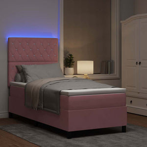 LED Boxspringbett Rosa 90x190 cm mit Matratze