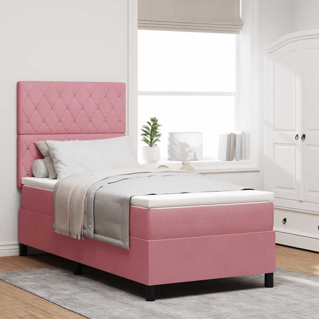 LED Boxspringbett Rosa 90x190 cm mit Matratze