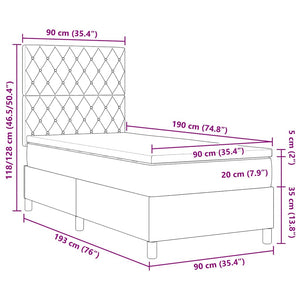 LED Boxspringbett Rosa 90x190 cm mit Matratze