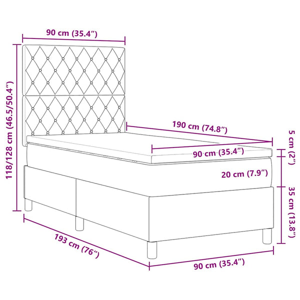 LED Boxspringbett Rosa 90x190 cm mit Matratze