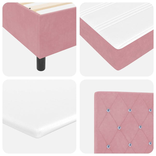 LED Boxspringbett Rosa Samt 90x200 cm mit Matratze