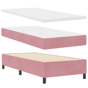 LED Boxspringbett Rosa Samt 90x200 cm mit Matratze